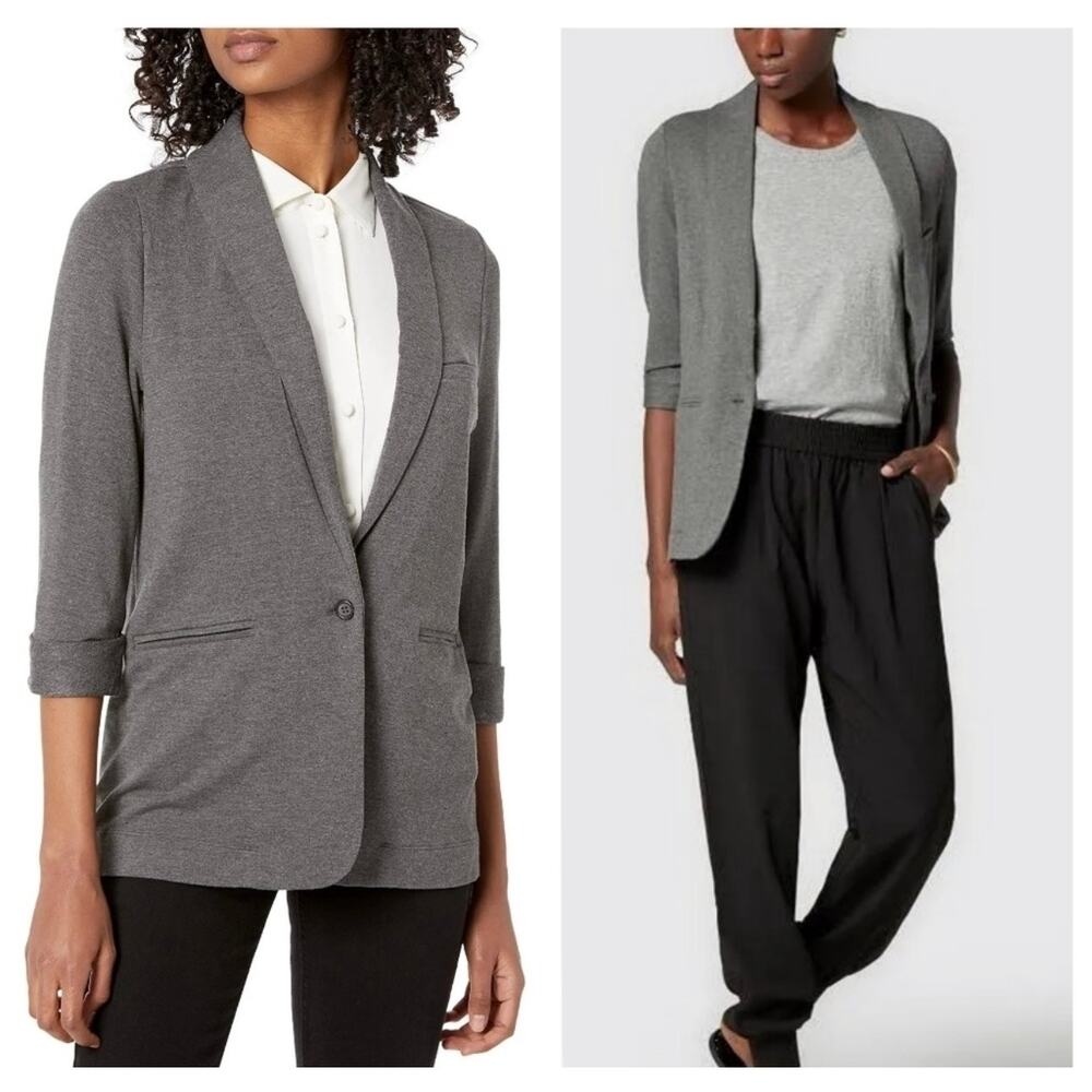 Joie Neville Knit Blazer Gray 3/4 Sleeve